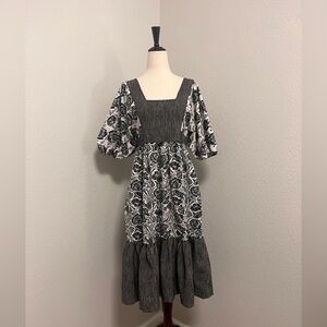 Anthropologie Blooming Print Adrienne Flounced Midi Dress